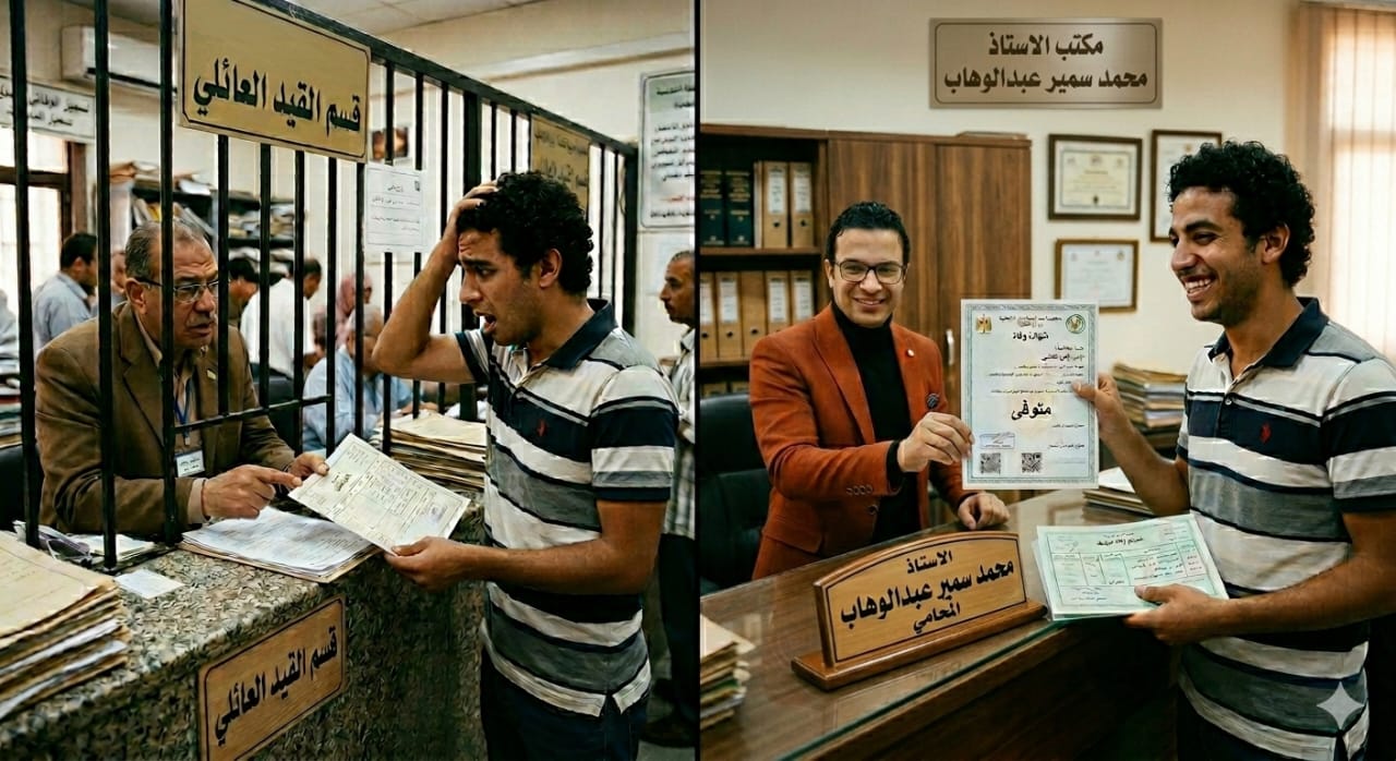 شاب مصري مصدوم أمام شباك السجل المدني بسبب ظهور أخ غير مسجل في القيد العائلي