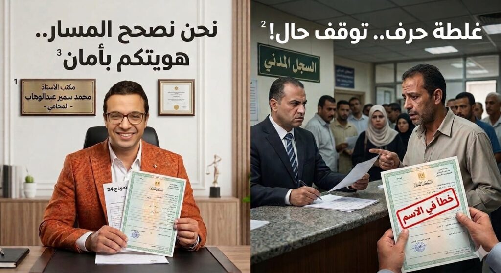 تصحيح اسم الأب أو الأم في شهادة الميلاد في مصر 1 خطأ في اسم الأب أو الأم في شهادة الميلاد المصرية